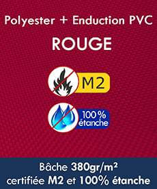 Bâches en Polyester PVC 380gr/m² étanches homologuées M2